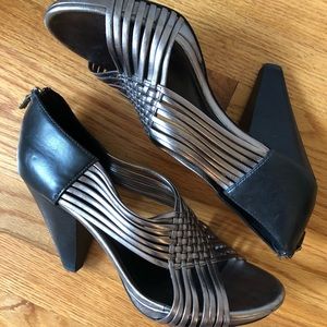 Franco Sarto Metallic/Black Heels